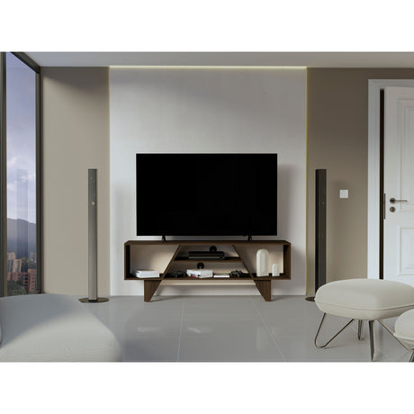 Rack de TV Pisa Nogal y Toquilla 150x53.6cm para TV Hasta 65" Pulgadas con Cuatro Compartimientos - MUEBLES DE TV | Bylmo