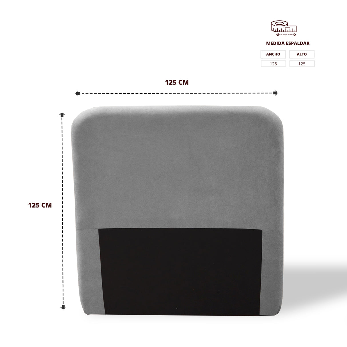 Cabecero de Piso Comfort Gris 120x125cm Abullonado para Cama Semidoble - CABECEROS | Bylmo
