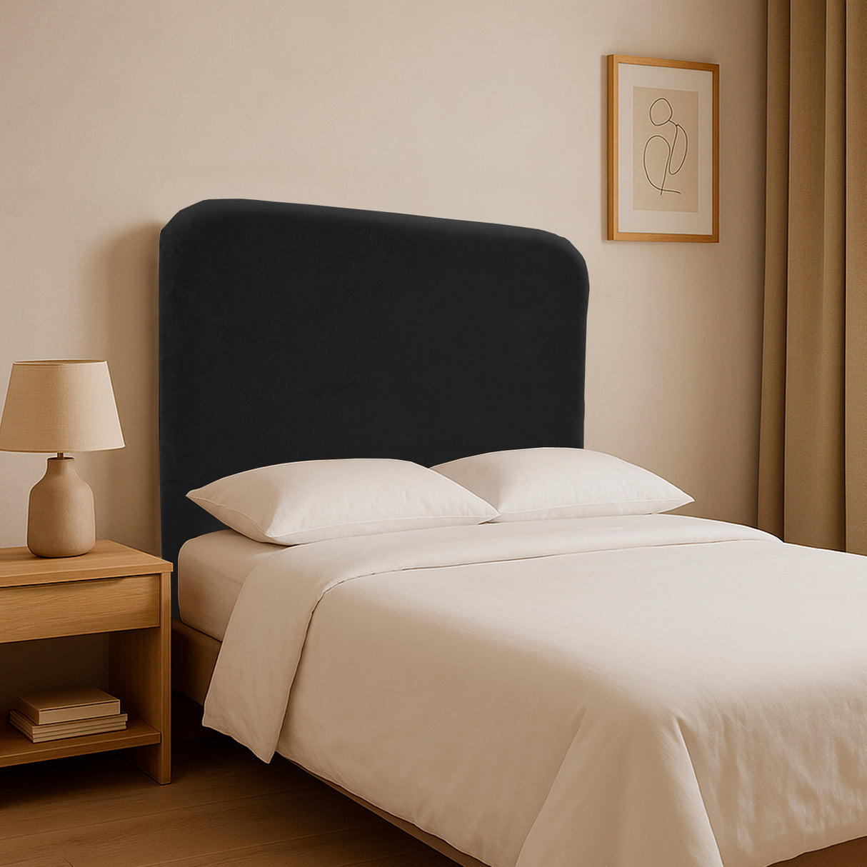 Cabecero de Piso Comfort Negro 160x125cm Abullonado para Cama Queen - CABECEROS | Bylmo