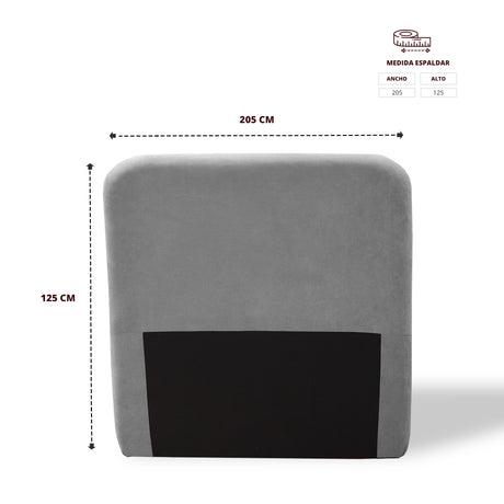 Cabecero de Piso Comfort Gris 200x125cm Abullonado para Cama King - CABECEROS | Bylmo