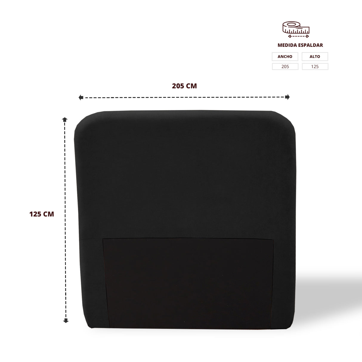Cabecero de Piso Comfort Negro 200x125cm Abullonado para Cama King - CABECEROS | Bylmo