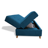 Sofacama Lugano Azul Petróleo 180x95cm de Tres Puestos Reclinable Antifluido con Almacenamiento y sin Apoya Brazos - SOFAS Y POLTRONAS | Bylmo