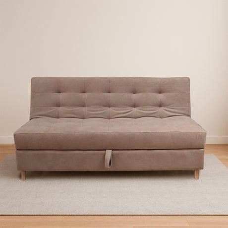 Sofacama Lugano Camel 180x95cm de Tres Puestos Reclinable Antifluido con Almacenamiento y sin Apoya Brazos - SOFAS Y POLTRONAS | Bylmo