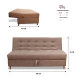 Sofacama Lugano Camel 180x95cm de Tres Puestos Reclinable Antifluido con Almacenamiento y sin Apoya Brazos - SOFAS Y POLTRONAS | Bylmo
