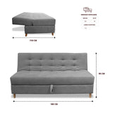Sofacama Lugano Gris 180x95cm de Tres Puestos Reclinable Antifluido con Almacenamiento y sin Apoya Brazos - SOFAS Y POLTRONAS | Bylmo