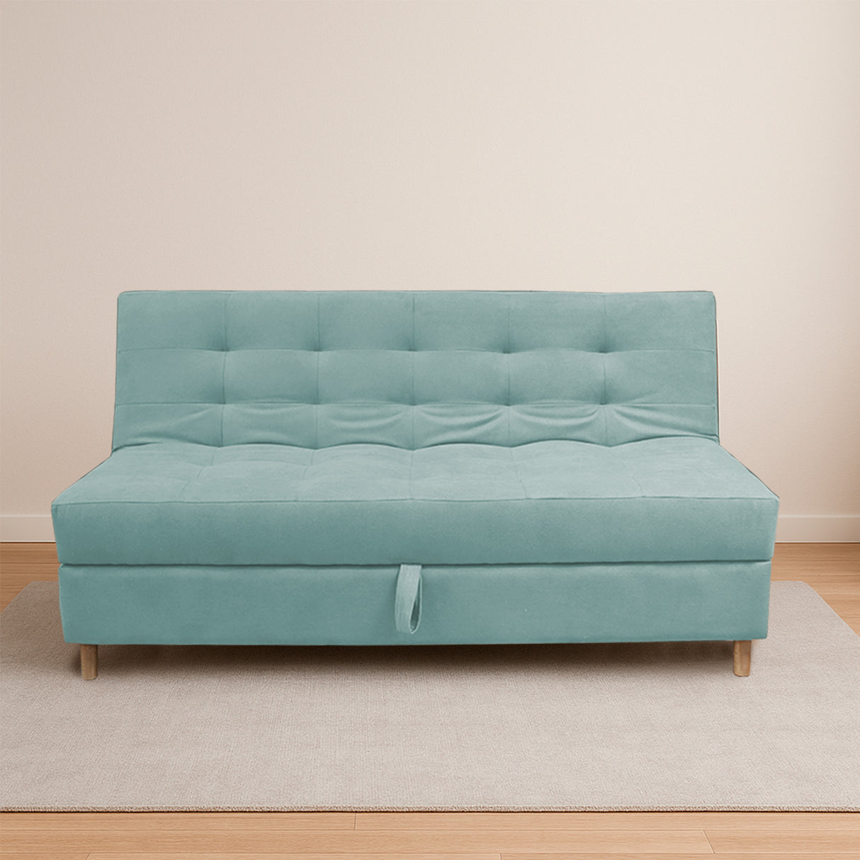 Sofacama Lugano Menta 180x95cm de Tres Puestos Reclinable Antifluido con Almacenamiento y sin Apoya Brazos - SOFAS Y POLTRONAS | Bylmo
