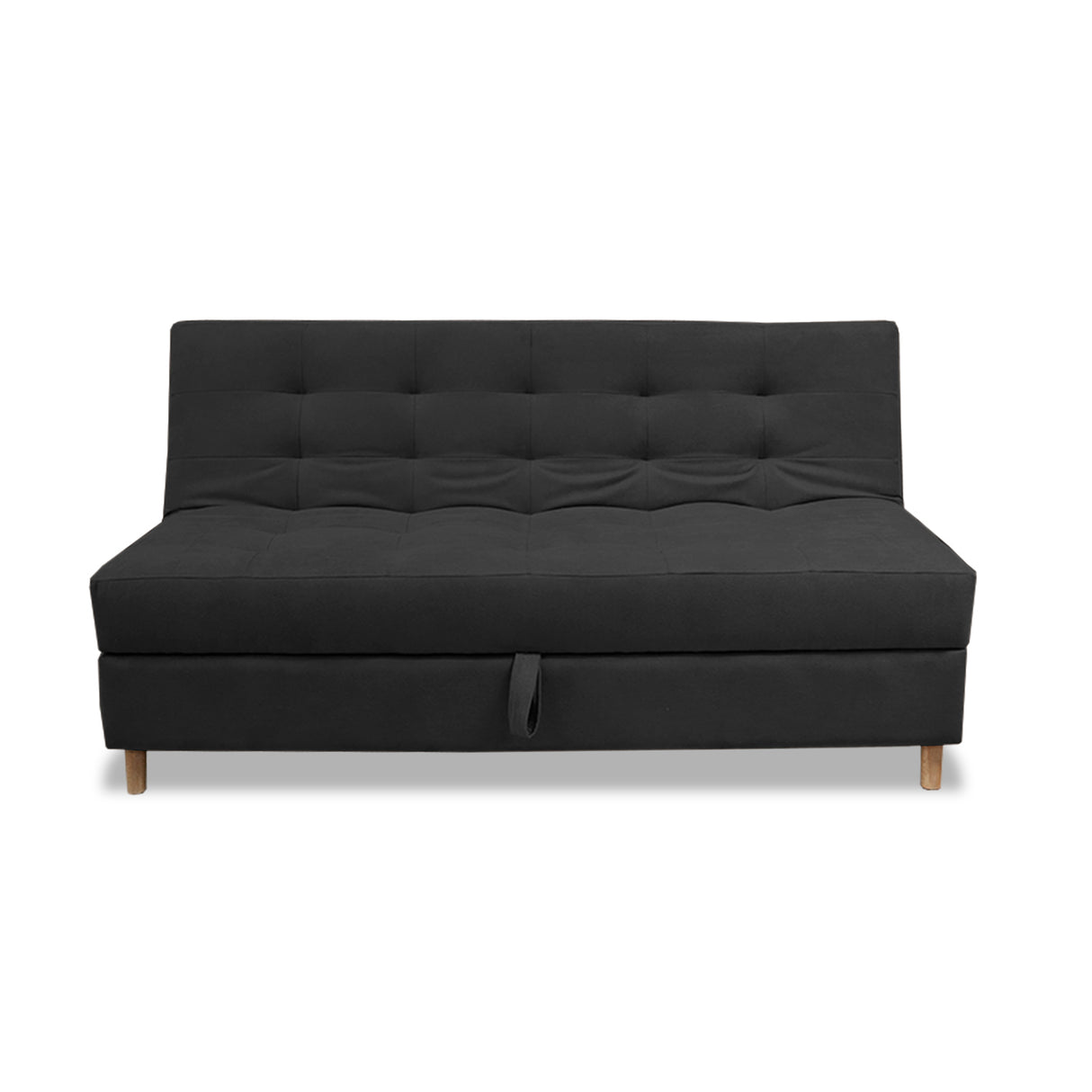Sofacama Lugano Negro 180x95cm de Tres Puestos Reclinable Antifluido con Almacenamiento y sin Apoya Brazos - SOFAS Y POLTRONAS | Bylmo