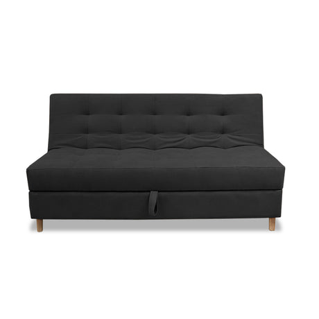 Sofacama Lugano Negro 180x95cm de Tres Puestos Reclinable Antifluido con Almacenamiento y sin Apoya Brazos - SOFAS Y POLTRONAS | Bylmo