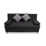 Sofacama Lugano Negro 180x95cm de Tres Puestos Reclinable Antifluido con Almacenamiento y sin Apoya Brazos - SOFAS Y POLTRONAS | Bylmo