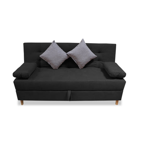 Sofacama Lugano Negro 180x95cm de Tres Puestos Reclinable Antifluido con Almacenamiento y sin Apoya Brazos - SOFAS Y POLTRONAS | Bylmo