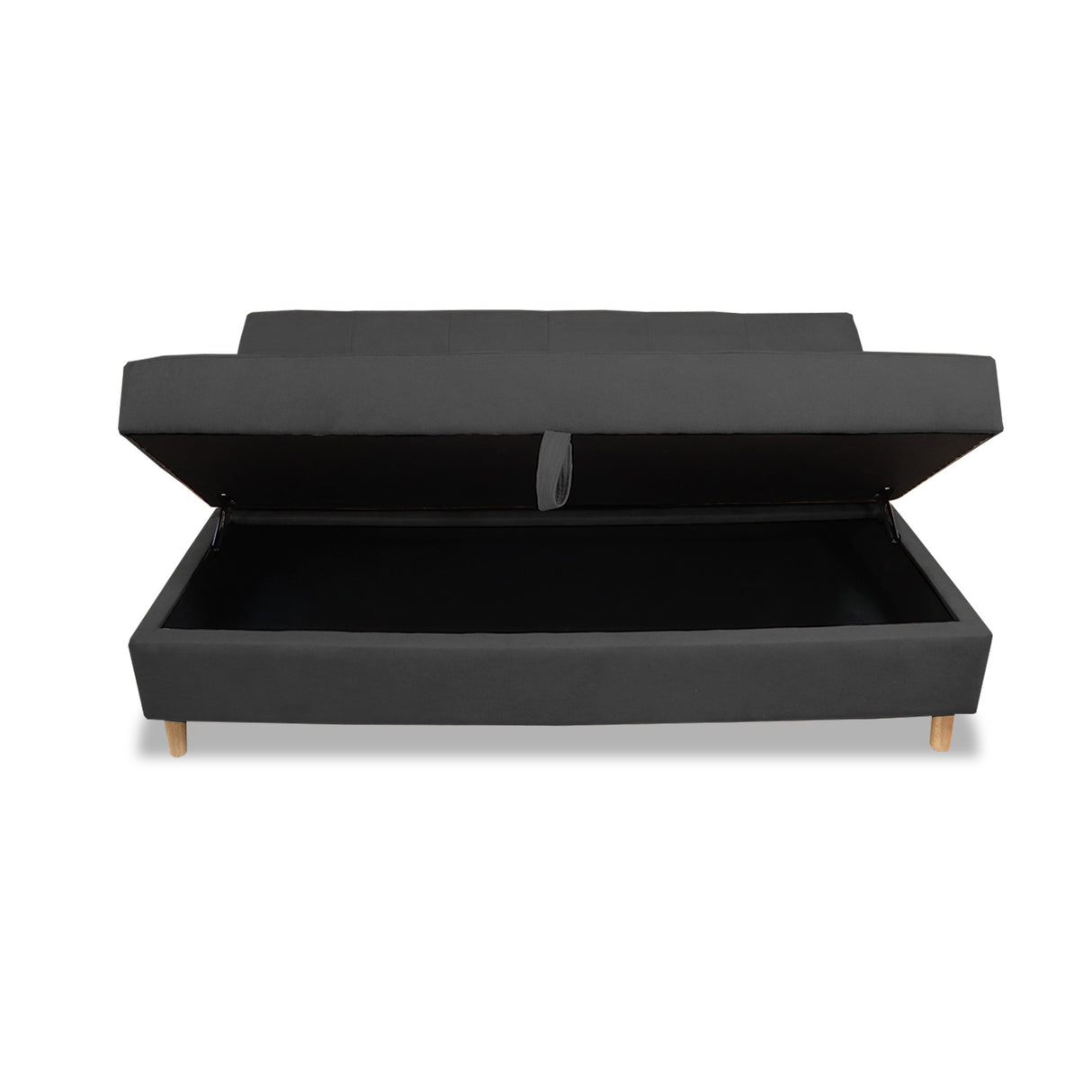 Sofacama Lugano Negro 180x95cm de Tres Puestos Reclinable Antifluido con Almacenamiento y sin Apoya Brazos - SOFAS Y POLTRONAS | Bylmo