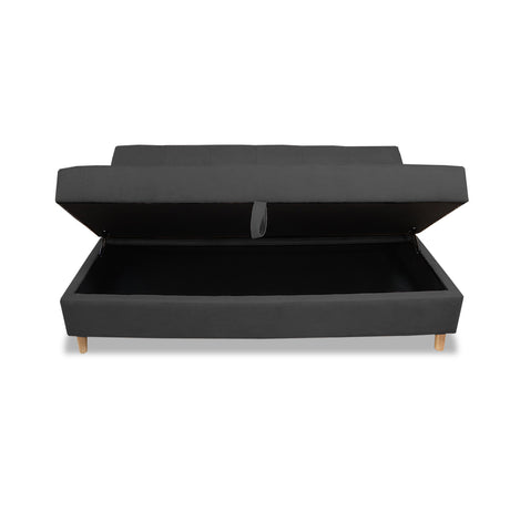 Sofacama Lugano Negro 180x95cm de Tres Puestos Reclinable Antifluido con Almacenamiento y sin Apoya Brazos - SOFAS Y POLTRONAS | Bylmo