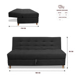 Sofacama Lugano Negro 180x95cm de Tres Puestos Reclinable Antifluido con Almacenamiento y sin Apoya Brazos - SOFAS Y POLTRONAS | Bylmo