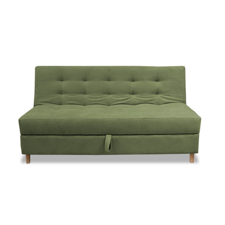 Sofacama Lugano Verde 180x95cm de Tres Puestos Reclinable Antifluido con Almacenamiento y sin Apoya Brazos - SOFAS Y POLTRONAS | Bylmo