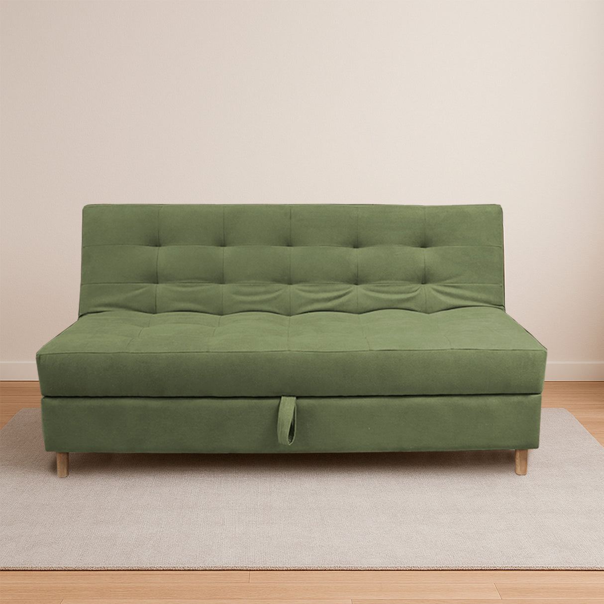 Sofacama Lugano Verde 180x95cm de Tres Puestos Reclinable Antifluido con Almacenamiento y sin Apoya Brazos - SOFAS Y POLTRONAS | Bylmo