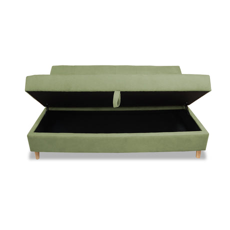 Sofacama Lugano Verde 180x95cm de Tres Puestos Reclinable Antifluido con Almacenamiento y sin Apoya Brazos - SOFAS Y POLTRONAS | Bylmo