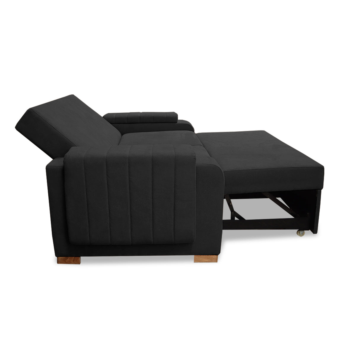 Sofacama Hartmann Negro 180x94cm de Dos Puestos Reclinable Antifluido y con Apoya Brazos - SOFAS Y POLTRONAS | Bylmo