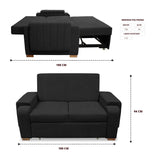 Sofacama Hartmann Negro 180x94cm de Dos Puestos Reclinable Antifluido y con Apoya Brazos - SOFAS Y POLTRONAS | Bylmo