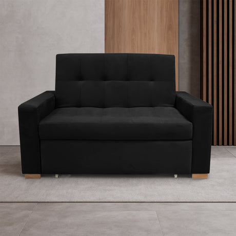 Sofacama Atalanta Negro 150x94cm de Dos Puestos Reclinable Antifluido y sin Apoya Brazos - SOFAS Y POLTRONAS | Bylmo