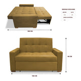 Sofacama Atalanta Camel 150x94cm de Dos Puestos Reclinable Antifluido y sin Apoya Brazos - SOFAS Y POLTRONAS | Bylmo