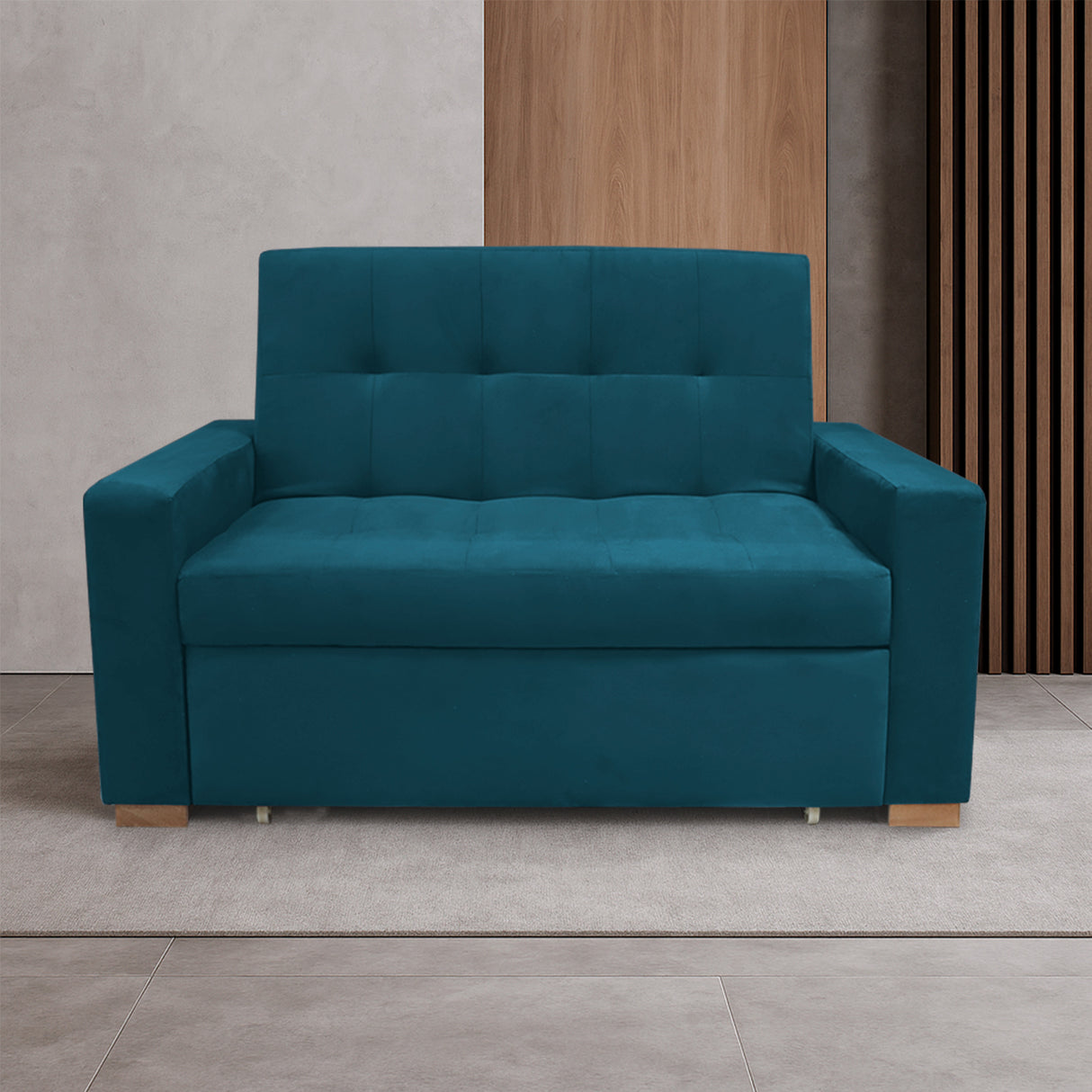 Sofacama Atalanta Turquesa 150x94cm de Dos Puestos Reclinable Antifluido y sin Apoya Brazos - SOFAS Y POLTRONAS | Bylmo