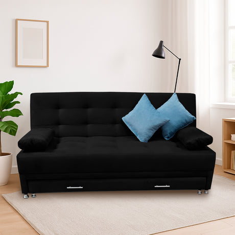Sofacama Bachmann Negro 190x95cm de Tres Puestos Reclinable Antifluido y sin Apoya Brazos - SOFAS Y POLTRONAS | Bylmo