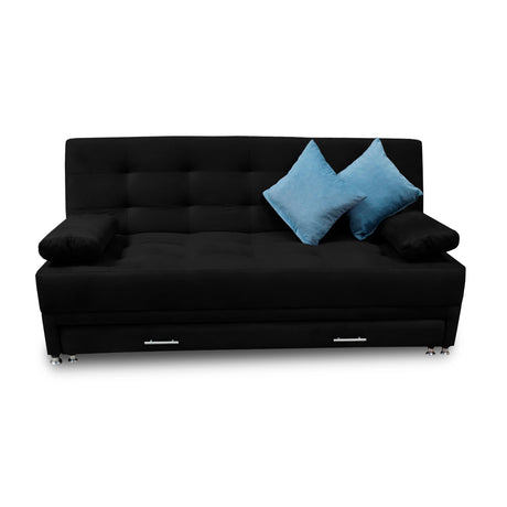 Sofacama Bachmann Negro 190x95cm de Tres Puestos Reclinable Antifluido y sin Apoya Brazos - SOFAS Y POLTRONAS | Bylmo