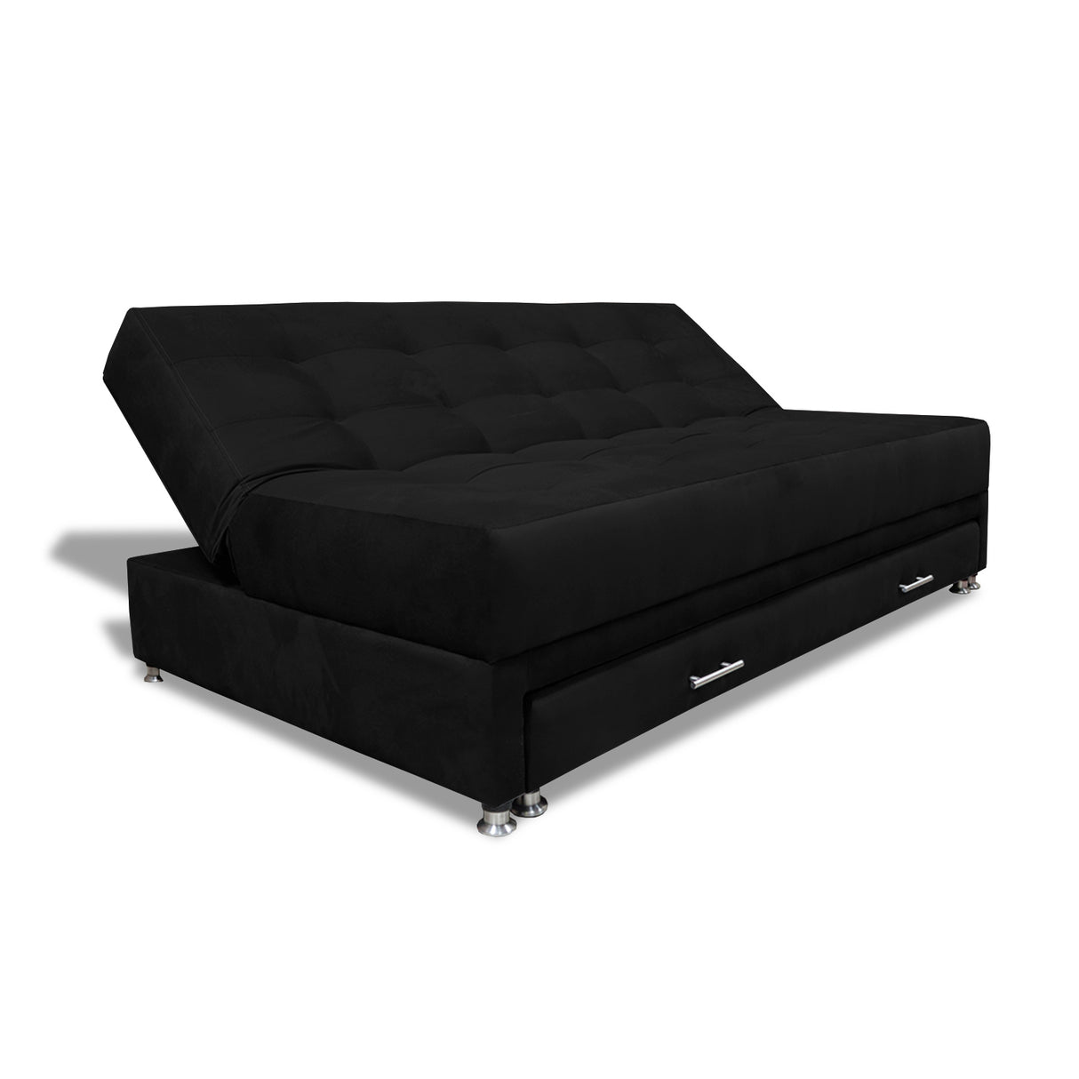 Sofacama Bachmann Negro 190x95cm de Tres Puestos Reclinable Antifluido y sin Apoya Brazos - SOFAS Y POLTRONAS | Bylmo