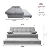 Sofacama Bachmann Plata 190x95cm de Tres Puestos Reclinable Antifluido y sin Apoya Brazos - SOFAS Y POLTRONAS | Bylmo