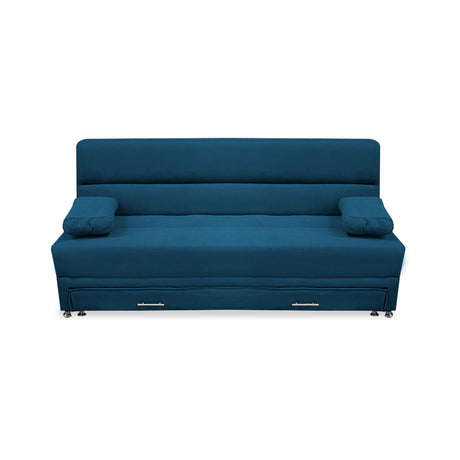 Sofacama Ferreira Azul Petróleo 190x95cm de Tres Puestos Reclinable Antifluido y sin Apoya Brazos - SOFAS Y POLTRONAS | Bylmo