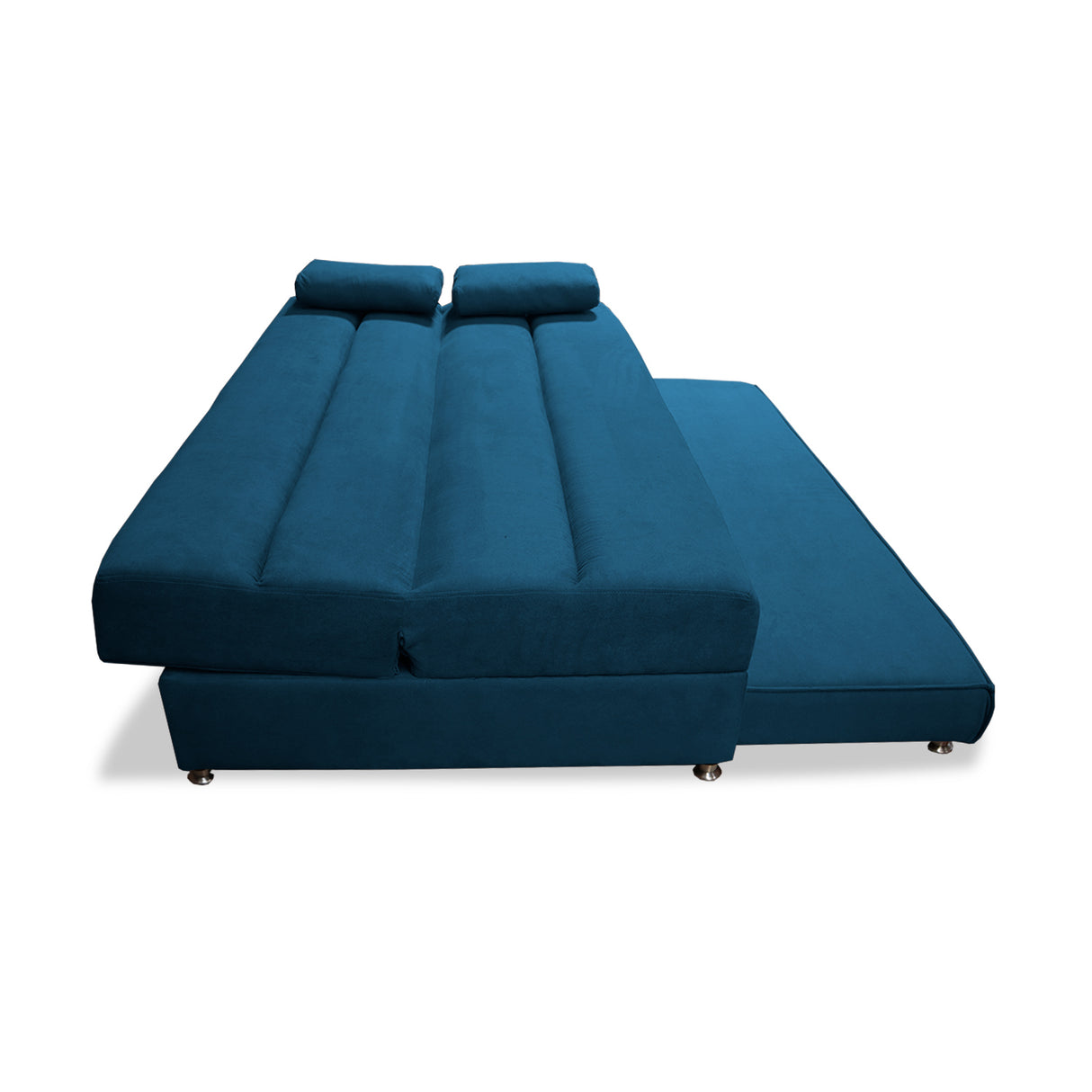Sofacama Ferreira Azul Petróleo 190x95cm de Tres Puestos Reclinable Antifluido y sin Apoya Brazos - SOFAS Y POLTRONAS | Bylmo