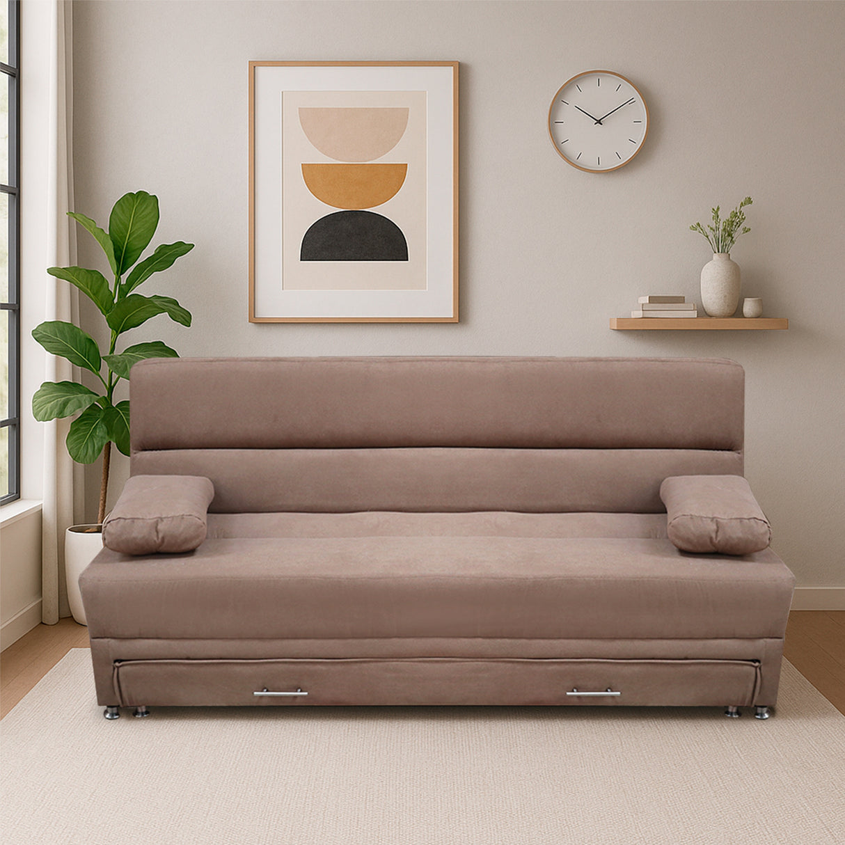 Sofacama Ferreira Camel 190x95cm de Tres Puestos Reclinable Antifluido y sin Apoya Brazos - SOFAS Y POLTRONAS | Bylmo