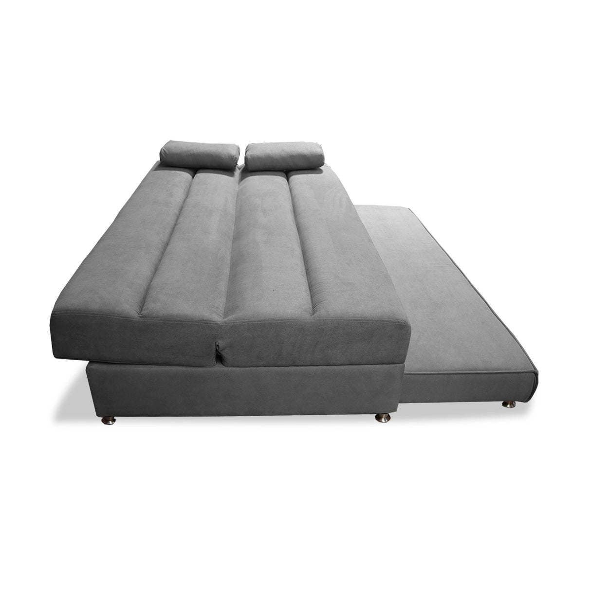 Sofacama Ferreira Gris 190x95cm de Tres Puestos Reclinable Antifluido y sin Apoya Brazos - SOFAS Y POLTRONAS | Bylmo