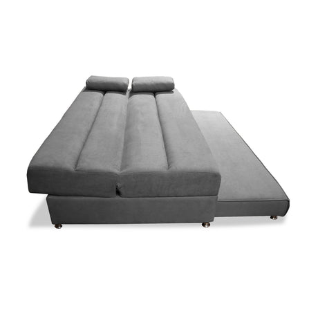 Sofacama Ferreira Gris 190x95cm de Tres Puestos Reclinable Antifluido y sin Apoya Brazos - SOFAS Y POLTRONAS | Bylmo