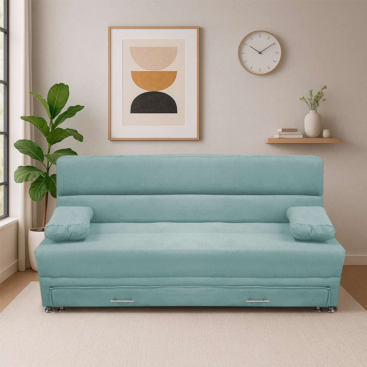 Sofacama Ferreira Menta 190x95cm de Tres Puestos Reclinable Antifluido y sin Apoya Brazos - SOFAS Y POLTRONAS | Bylmo