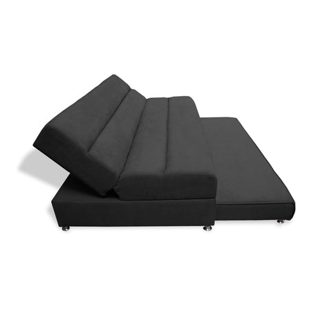 Sofacama Ferreira Negro 190x95cm de Tres Puestos Reclinable Antifluido y sin Apoya Brazos - SOFAS Y POLTRONAS | Bylmo