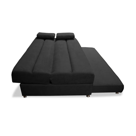 Sofacama Ferreira Negro 190x95cm de Tres Puestos Reclinable Antifluido y sin Apoya Brazos - SOFAS Y POLTRONAS | Bylmo