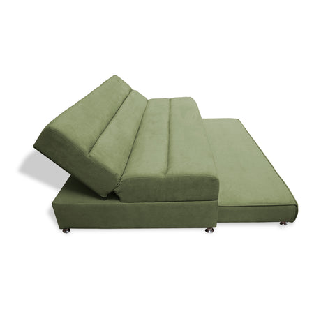 Sofacama Ferreira Verde 190x95cm de Tres Puestos Reclinable Antifluido y sin Apoya Brazos - SOFAS Y POLTRONAS | Bylmo