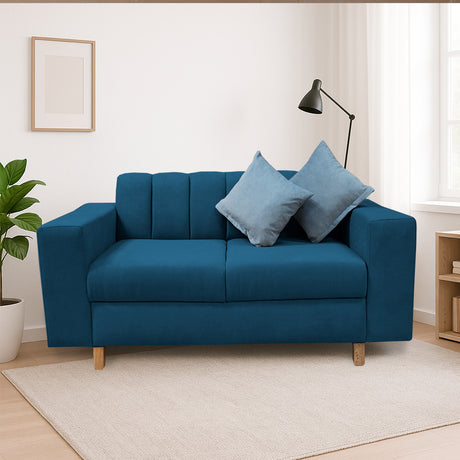 Sofá Noah Azul Petróleo 150x85cm de Dos Puestos Reclinable Antifluido y sin Apoya Brazos - SOFAS Y POLTRONAS | Bylmo