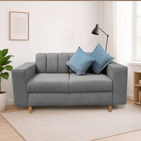 Sofá Noah Gris 150x85cm de Dos Puestos Reclinable Antifluido y sin Apoya Brazos - SOFAS Y POLTRONAS | Bylmo