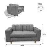 Sofá Noah Gris 150x85cm de Dos Puestos Reclinable Antifluido y sin Apoya Brazos - SOFAS Y POLTRONAS | Bylmo