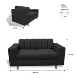 Sofá Noah Negro 150x85cm de Dos Puestos Reclinable Antifluido y sin Apoya Brazos - SOFAS Y POLTRONAS | Bylmo