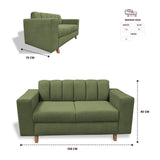 Sofá Noah Verde 150x85cm de Dos Puestos Reclinable Antifluido y sin Apoya Brazos - SOFAS Y POLTRONAS | Bylmo