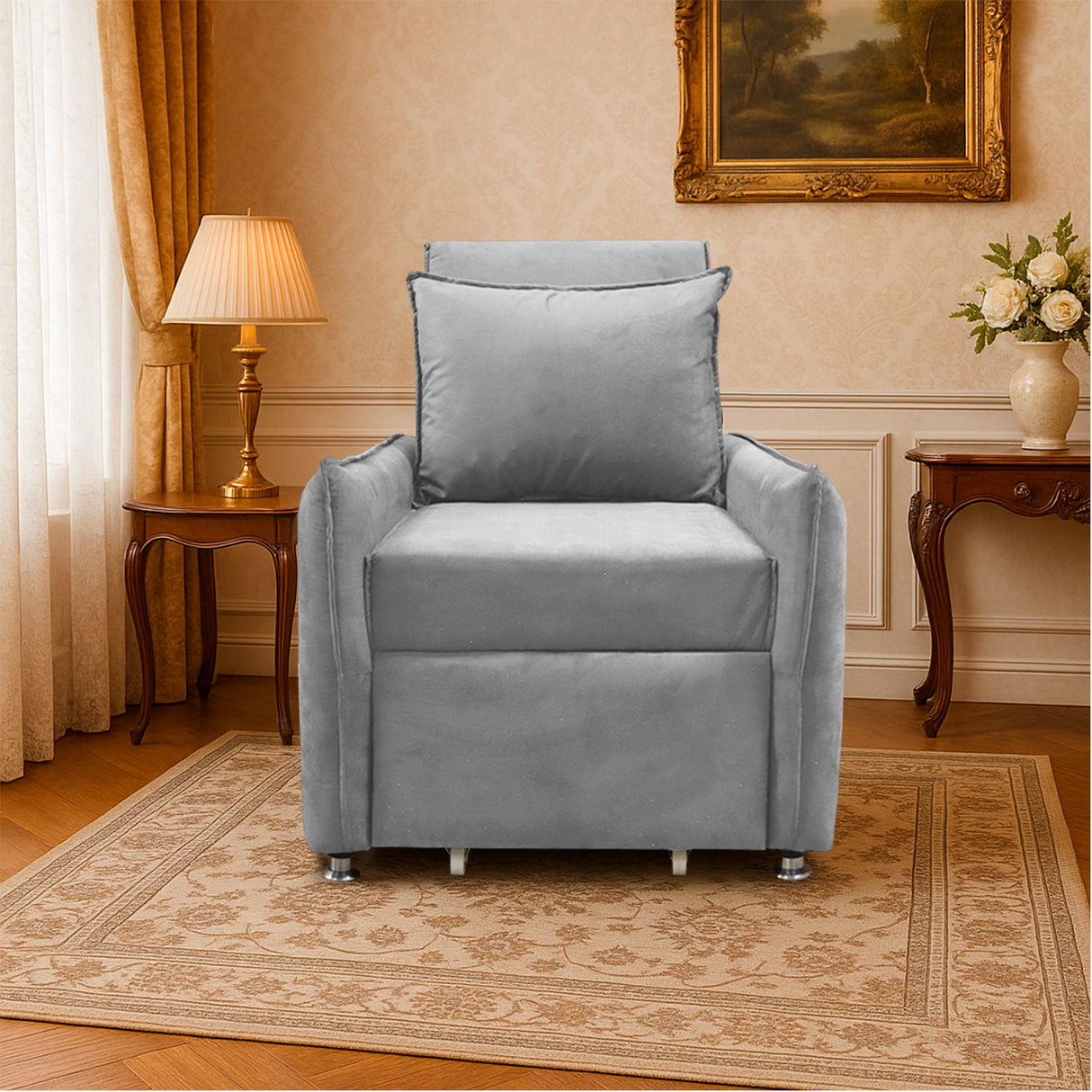 Silla Multipropósito Napoli Plata 75x94cm de Un Puesto Reclinable Antifluido y sin Apoya Brazos - SOFAS Y POLTRONAS | Bylmo