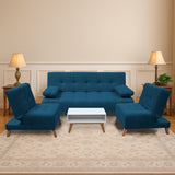 Sala Clic Clac Azul Petróleo 180x94cm de Cinco Puestos Reclinable Antifluido y sin Apoya Brazos - SOFAS Y POLTRONAS | Bylmo