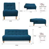 Sala Clic Clac Azul Petróleo 180x94cm de Cinco Puestos Reclinable Antifluido y sin Apoya Brazos - SOFAS Y POLTRONAS | Bylmo