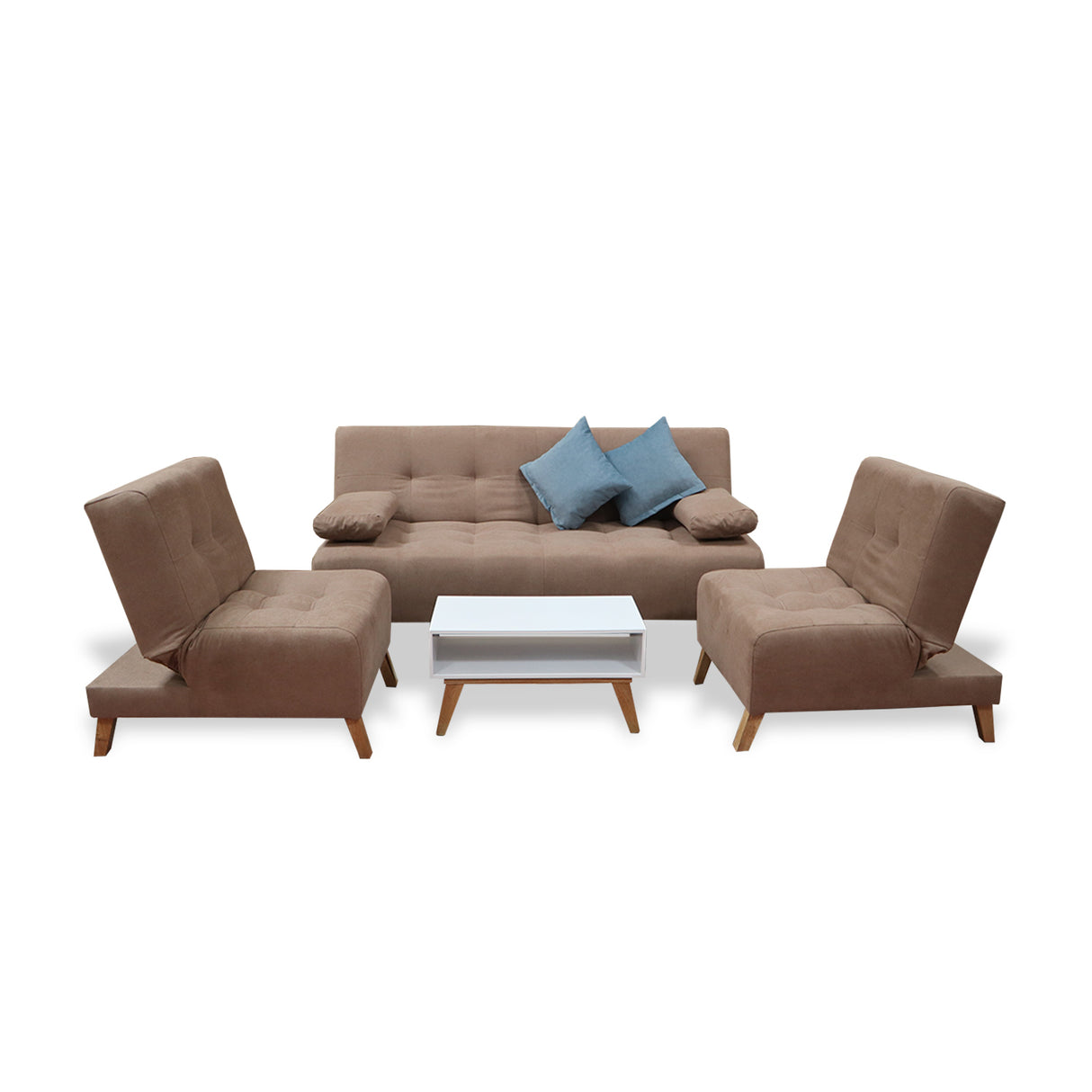 Sala Clic Clac Camel 180x94cm de Cinco Puestos Reclinable Antifluido y sin Apoya Brazos - SOFAS Y POLTRONAS | Bylmo