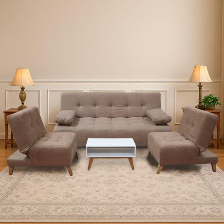 Sala Clic Clac Camel 180x94cm de Cinco Puestos Reclinable Antifluido y sin Apoya Brazos - SOFAS Y POLTRONAS | Bylmo