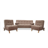Sala Clic Clac Camel 180x94cm de Cinco Puestos Reclinable Antifluido y sin Apoya Brazos - SOFAS Y POLTRONAS | Bylmo