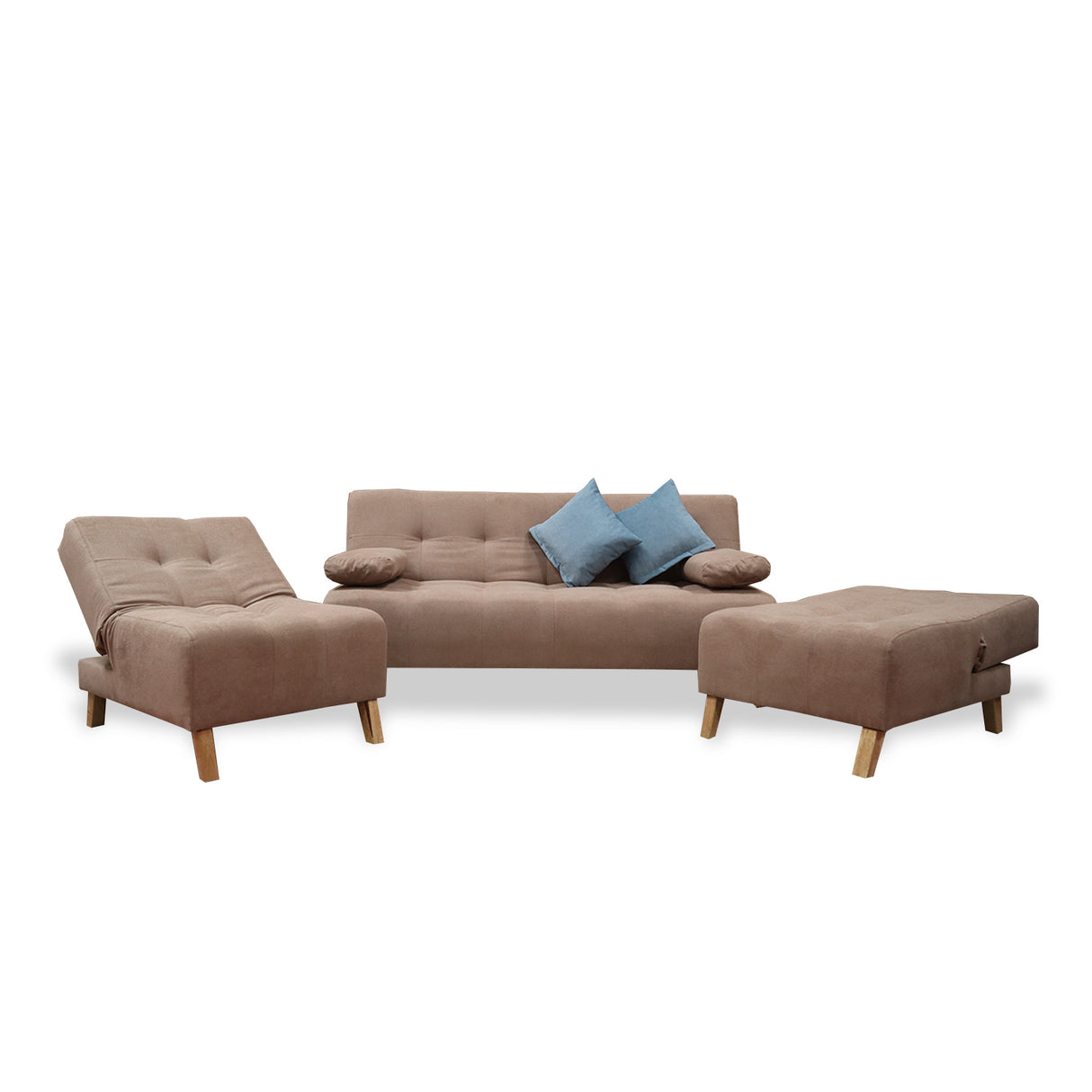 Sala Clic Clac Camel 180x94cm de Cinco Puestos Reclinable Antifluido y sin Apoya Brazos - SOFAS Y POLTRONAS | Bylmo